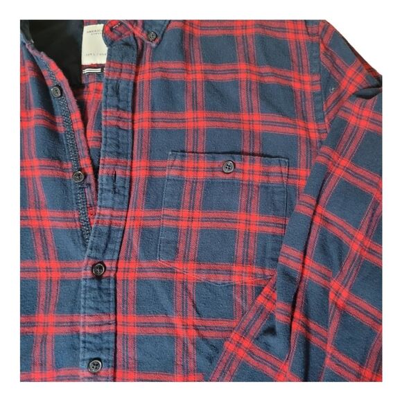 American Heritage Dawson and Brooks Slim Fit Red Plaid Flannel Shirt Men's L - Picture 2 of 12